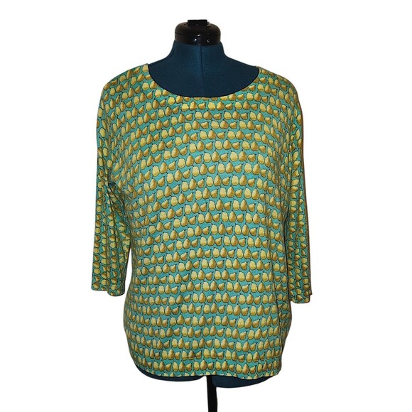 Talbots Button Back 3/4 Sleeves Pear Print Cardigan Sweater Women’s Size… - Picture 1 of 7